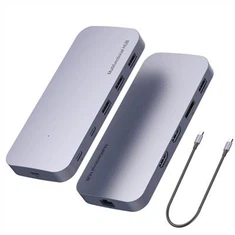 HUB USB C 10 IN 1 triplo display con cavo USB C staccabile