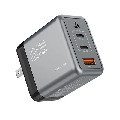 Caricatore da muro GaN PD65W Tre porte USB C USB A