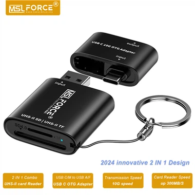 Lettore di schede TF SD da USB C a UHS-II 2 in 1 con design portachiavi